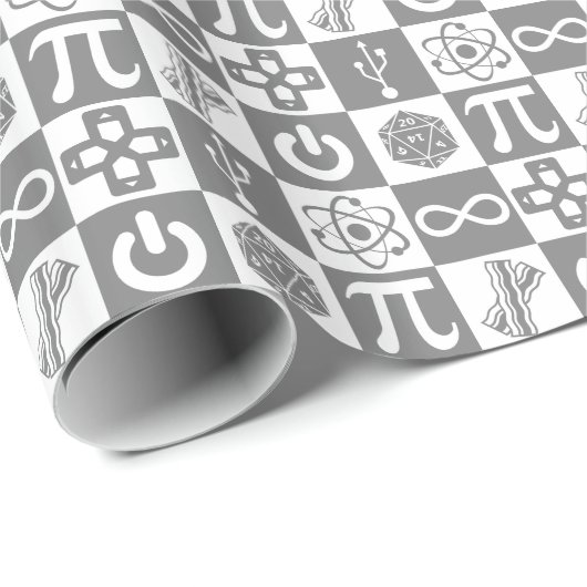 Papier Cadeau Symboles de geeks (Coin rond)