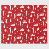 Papier Cadeau Symboles de golf blanc et rouge Motif (Plat)