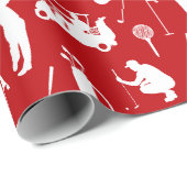 Papier Cadeau Symboles de golf blanc et rouge Motif (Coin rond)