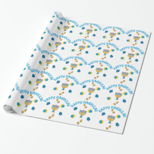 Papier Cadeau Symboles de Hanukkuh
