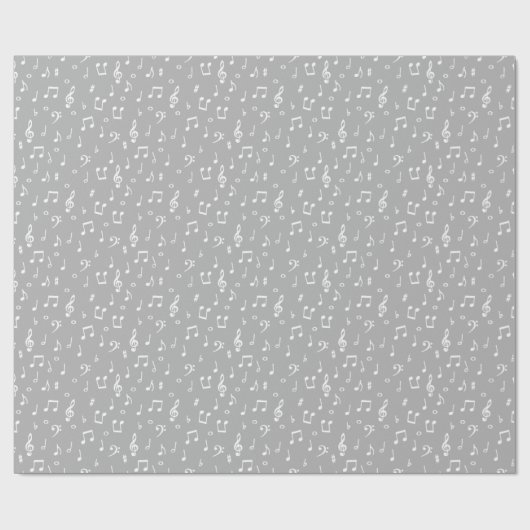 Papier Cadeau Symboles de musique gris et blanc Enveloppement Pa (Plat)