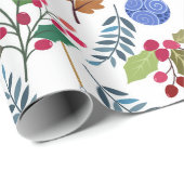 Papier Cadeau Symboles de Noël colorés motif (Coin rond)