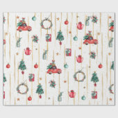 Papier Cadeau Symboles de Noël moderne motif (Plat)