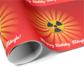 Papier Cadeau Symboles de rayonnement en rouge (Coin rond)