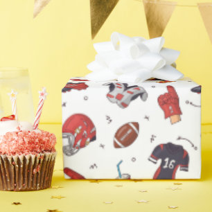 Papier Cadeau Symboles de sport de football à motif d'athlètes