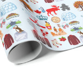 Papier Cadeau Symboles du Canada (Coin rond)