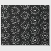Papier Cadeau Symboles en blanc sur les atomes noirs (Plat)