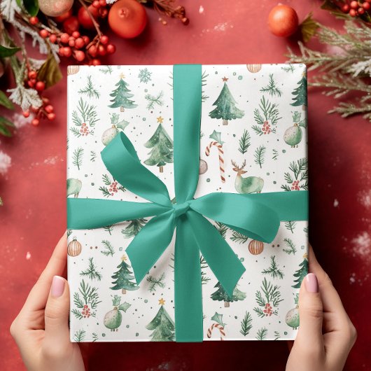 Papier Cadeau Symboles fêtes de Noël motif