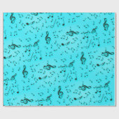 Papier Cadeau Symboles Musicaux Sur Aqua (Plat)