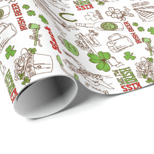 Papier Cadeau Symboles Saint Patrick Symboles Illustration Style