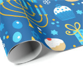 Papier Cadeau Symbolisme de Hanoukka (Coin rond)