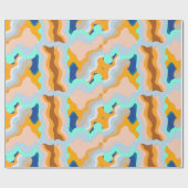 Papier Cadeau Symétrie Abstraite avec courbes de flux Jaune (Plat)