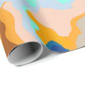 Papier Cadeau Symétrie Abstraite avec courbes de flux Jaune (Coin rond)