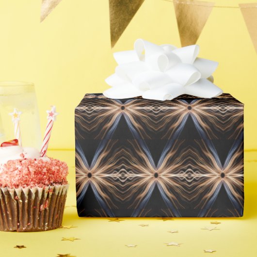 Papier Cadeau Symmetrical Burst of Light On Black (Fête d'anniversaire)