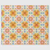 Papier Cadeau symmetrical pattern of orange and yellow flowers  (Plat)