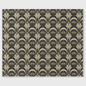 Papier Cadeau Symmétrique Art Déco Noir et Or (Plat)