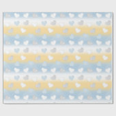 Papier Cadeau Sympathique Jaune, Blanc et Bleu Coeur Motif (Plat)