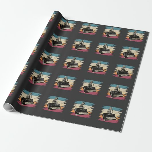 Papier Cadeau Synthétiseur modulaire Musique électronique Chat a (Déroulé)