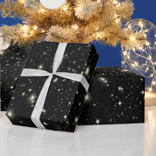 Papier Cadeau Système Black Star de Noël   Papier d'enrobage