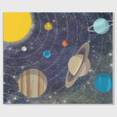 Papier Cadeau Système solaire, espace et étoiles (Plat)