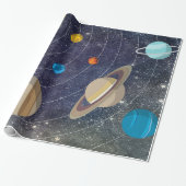 Papier Cadeau Système solaire, espace et étoiles (Déroulé)