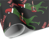 Papier Cadeau T-Rex Guitar Christmas (Coin rond)