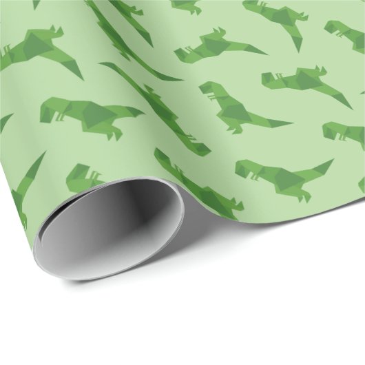 Papier Cadeau T-Rex Origami (Coin rond)