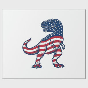 Papier Cadeau T-Rex patriotique Drapeau américain Design de dino