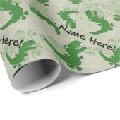 Papier Cadeau T-Rex Tyrannosaurus Rex Dinosaur Cartoon Enfants G (Coin rond)