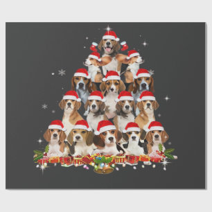 Papier Cadeau T-shirt amusant Chien Beagles mignon Arbre de Noël