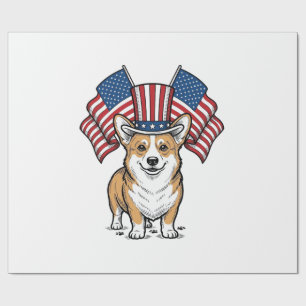Papier Cadeau T-shirt avec gravure vintage de chien Corgi patrio