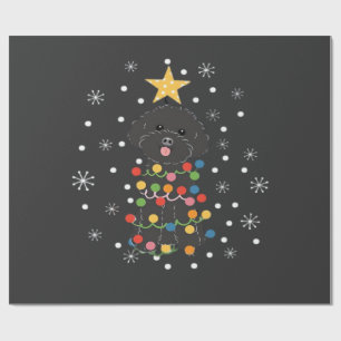 Papier Cadeau T-Shirt Classique Arbre de Noël Caniche Jouet Noir