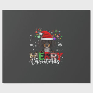 Papier Cadeau T-Shirt Dachshund Chien de Noël Santa Oversize Joy