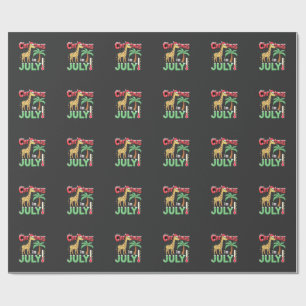 Papier Cadeau T-shirt drôle de Noël en juillet Santa Girafe Palm