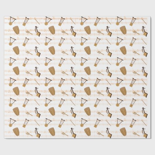 Papier Cadeau T-shirt Instruments de musique éthiopienne (Plat)