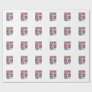 Papier Cadeau T-shirt patriotique drôle de hot dog pour le 4 jui