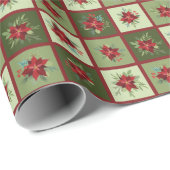 Papier Cadeau T-shirt Poinsettias Patchwork (Coin rond)