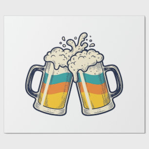 Papier Cadeau T-shirt vectoriel de mug à bière arc-en-ciel vinta