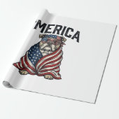 Papier Cadeau T-shirt vectoriel vintage 'Merica Bulldog patrioti (Déroulé)