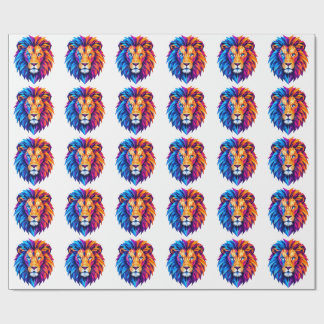 Papier Cadeau T-Shirt Vibrant Art Lion Géométrique