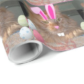 Papier Cadeau Tabby à Kitty Chat de Pâques (Coin rond)