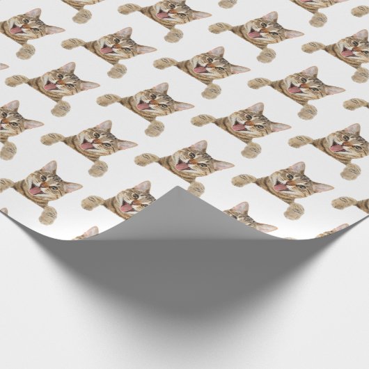 Papier Cadeau tabby cat en blanc (Coin)