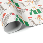 Papier Cadeau Tabby Cats Décor Funny Silly Blanc Noël (Coin rond)