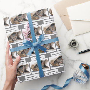 Papier Cadeau Tabby Chat d'anniversaire en sac en papier