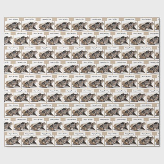 Papier Cadeau Tabby Chat d'anniversaire en sac en papier (Plat)