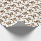 Papier Cadeau tabby chat souriant sur blanc (Coin)