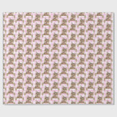 Papier Cadeau Tabby Chat Sur En vichy Rose (Plat)