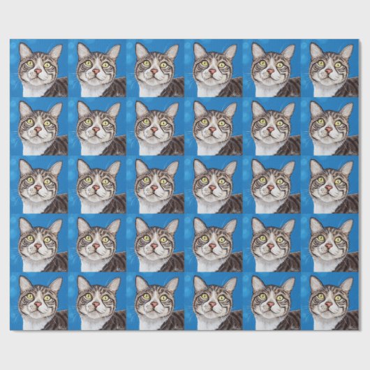 Papier Cadeau Tabby Cute Peinture Chat (Plat)
