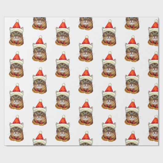 Papier Cadeau Tabby de Noël (Plat)
