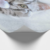 Papier Cadeau Tabby gris mou Chat avec Noël Casquette (Coin)